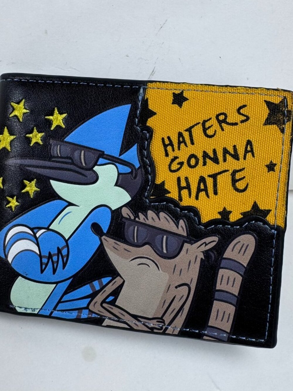Cartoon Network Regular Show Mordecai Rigby Haters Gonna Hate Bifold Wallet 4.5"
